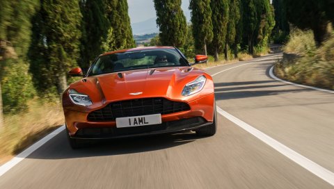Aston martin, db11, вид спереди, красный