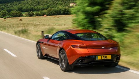 Aston martin, db11, красный, вид сбоку