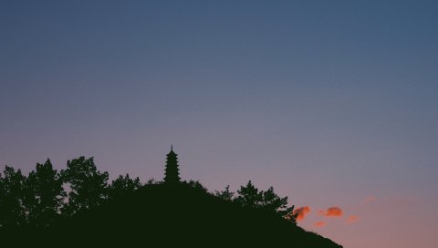 Храм, башня, небо, силуэт