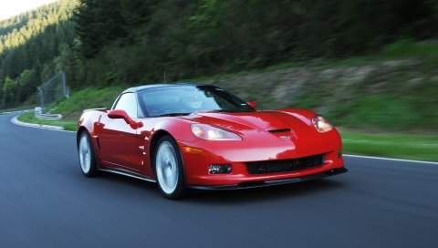 Chevrolet, corvette, zr1, красный, вид сбоку