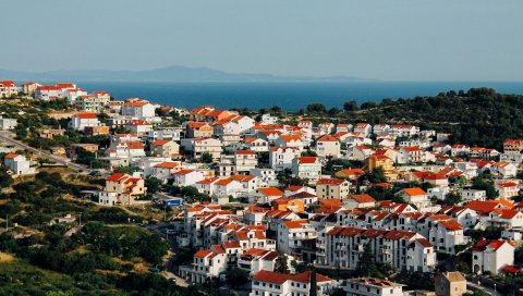 Город, здания, небо, архитектура, вид сверху