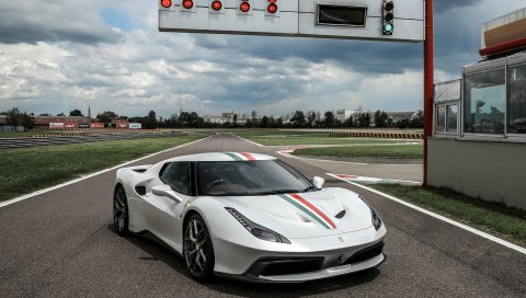 Ferrari, 458, mm speciale, белый, вид сбоку