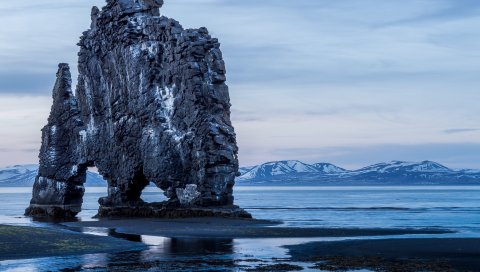 Скалы, берег, берег, вода, горы