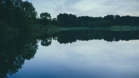 Река, деревья, вечер