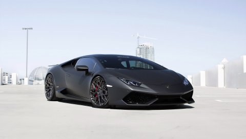 Lamborghini, huracan, gmg, черный, вид сбоку, тюнинг