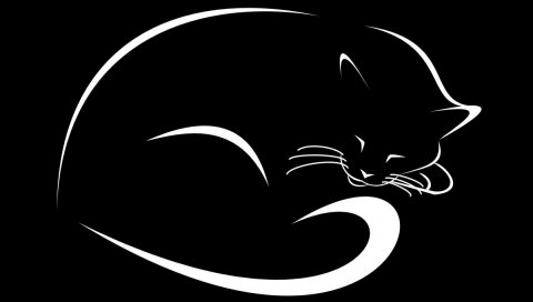 Кошка, черный, вектор, минимализм