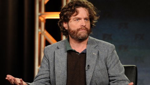 Zach galifianakis, актер, куртка, жест