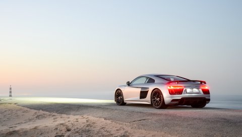 Audi, r8, вид сзади, дорога