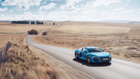 Audi, r8, v10, движение, дорога