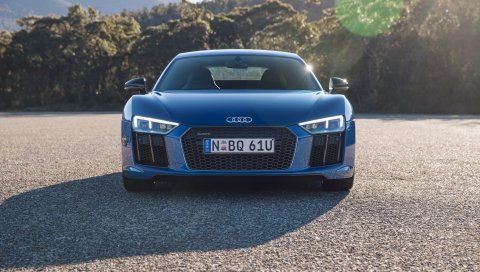 Audi, r8, v10, синий, вид спереди