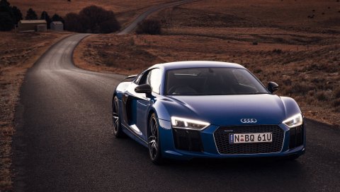 Audi, r8, v10, дорога, движение