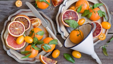 Апельсины, кумкваты, фрукты, цитрусовые