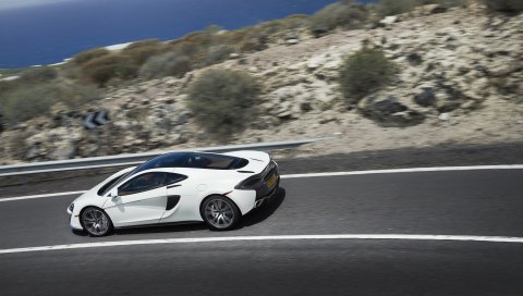 Mclaren, 570gt, белый, автомобиль, движение