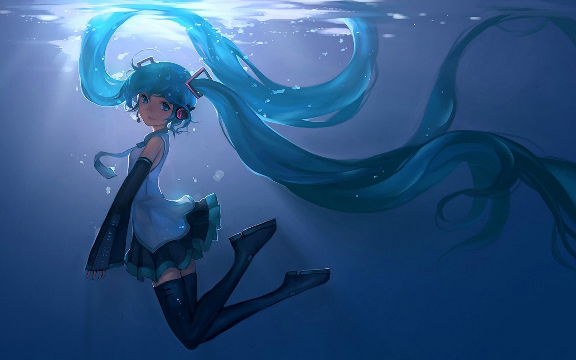Картинки Hatsune miku, вокалоид, девушка, подводный фото и обои на рабочий стол