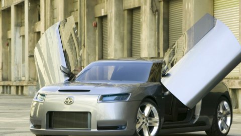 Toyota, scion, вид сбоку, серебро