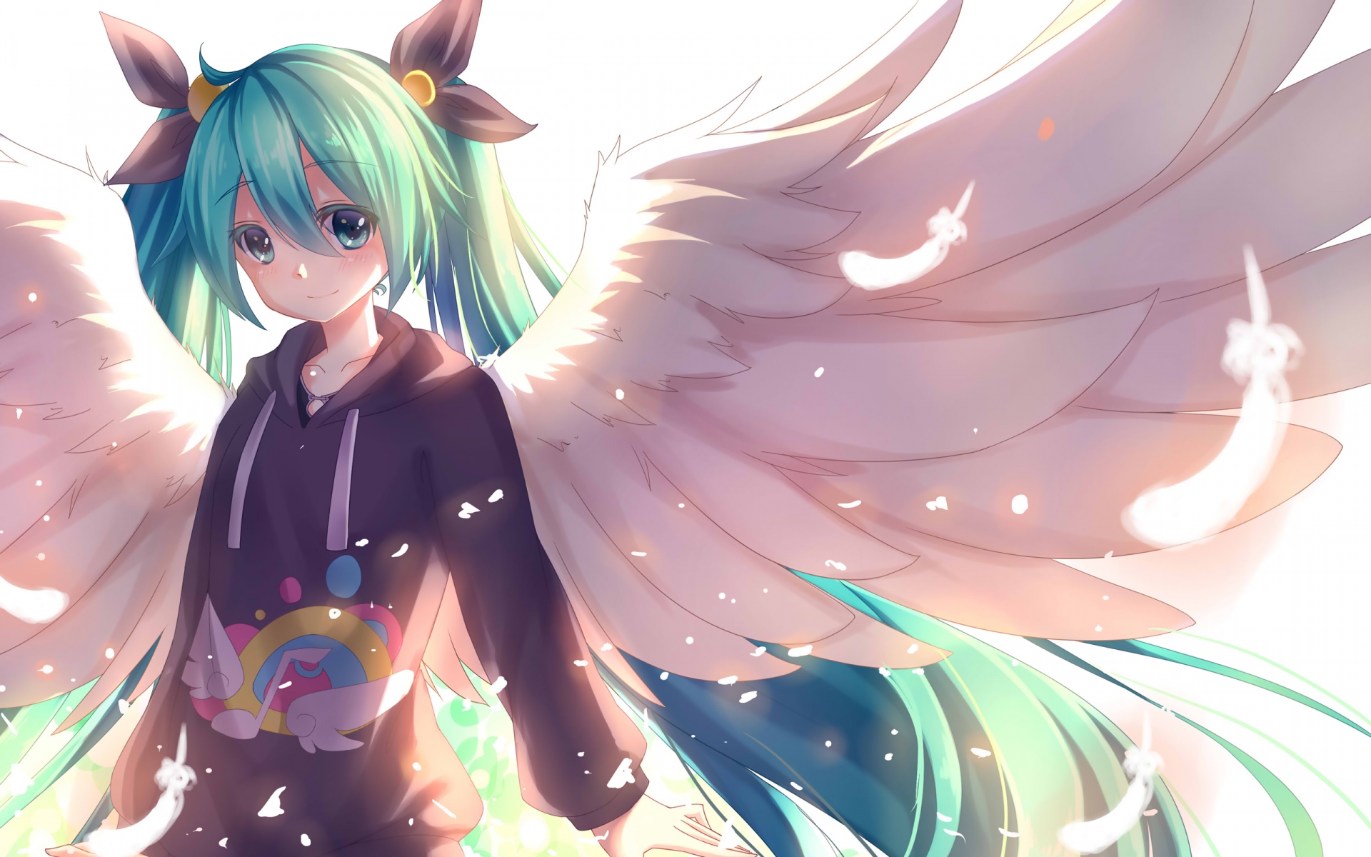 Картинки Вокалоид, девушка, hatsune miku, крылья фото и обои на рабочий стол