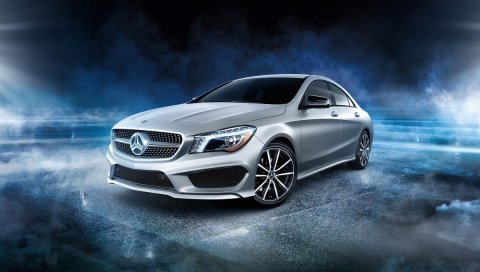 Mercedes-benz, cla, amg, серебристый, вид сбоку