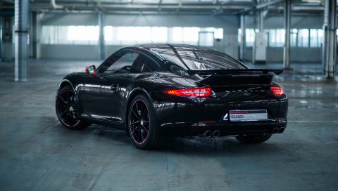 Porsche, 911, carrera, черный, вид сбоку