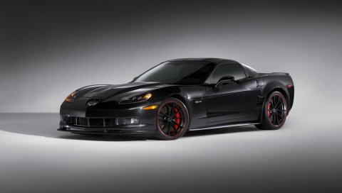 Chevrolet, corvette, z06, вид сбоку, черный