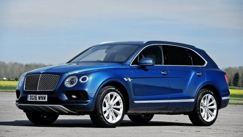 Bentley, bentayga, вид сбоку, синий