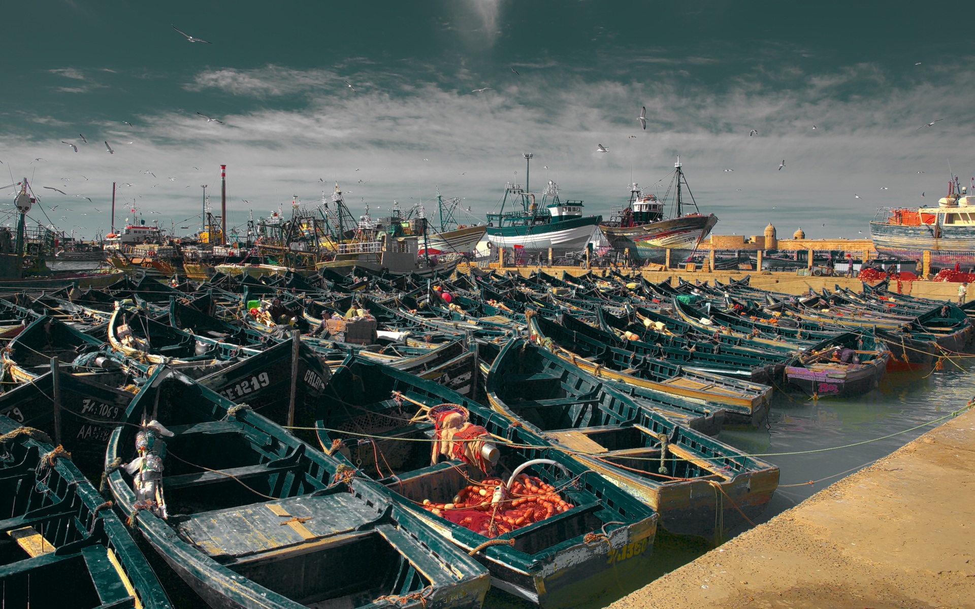 Картинки Марокко, Эс-Сувейра, побережье, лодки, гавань фото и обои на рабочий стол