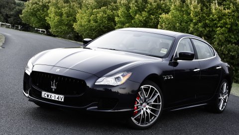 Maserati, quattroporte, gts, вид сбоку, черный