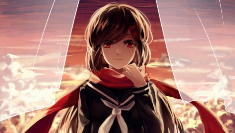 Проект kagerou, tateyama ayano, аниме, девушка, шарф