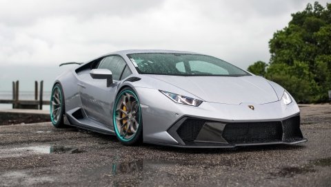 Lamborghini, huracan, vorsteiner, серый, вид сбоку