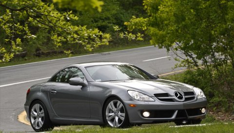 Mercedes slk 350, вид сбоку, вращение