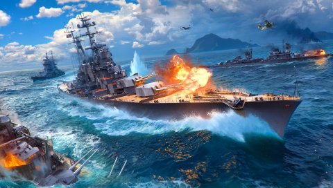 Мир военных кораблей, wargaming net, корабль, взрыв