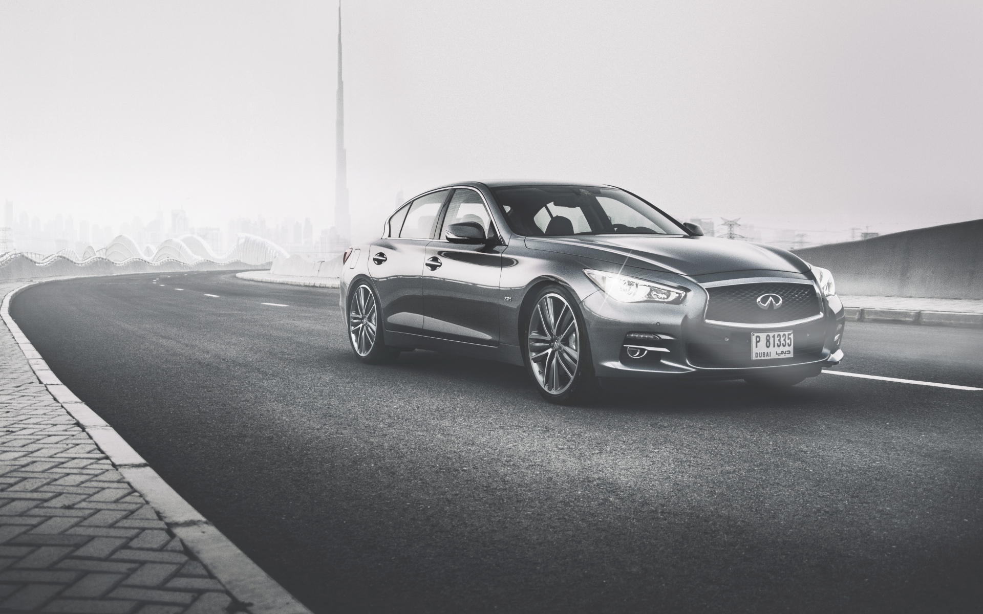 Картинки Infiniti q50, вид сбоку, bw фото и обои на рабочий стол