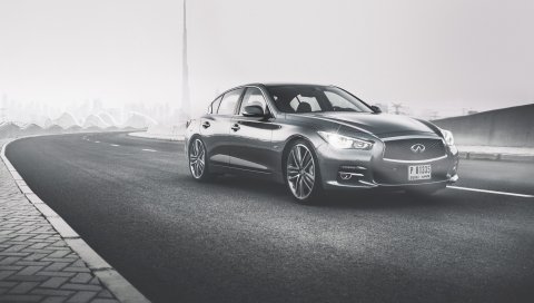 Infiniti q50, вид сбоку, bw