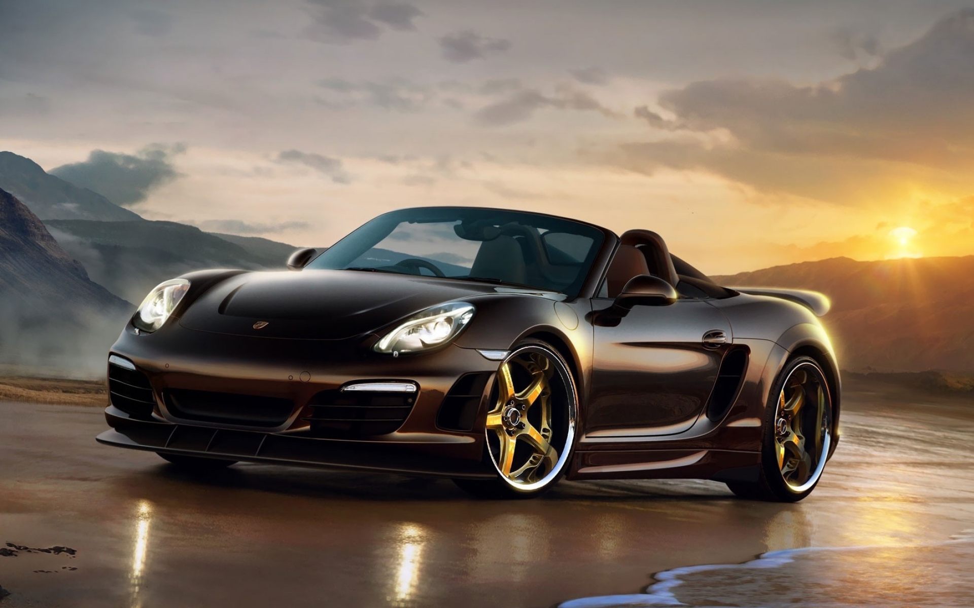 Картинки Porsche, boxster, вид сбоку, черный фото и обои на рабочий стол