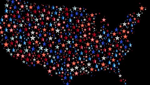 Америка, США, карта, звезды, вектор