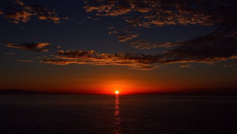 Море, небо, горизонт, облака
