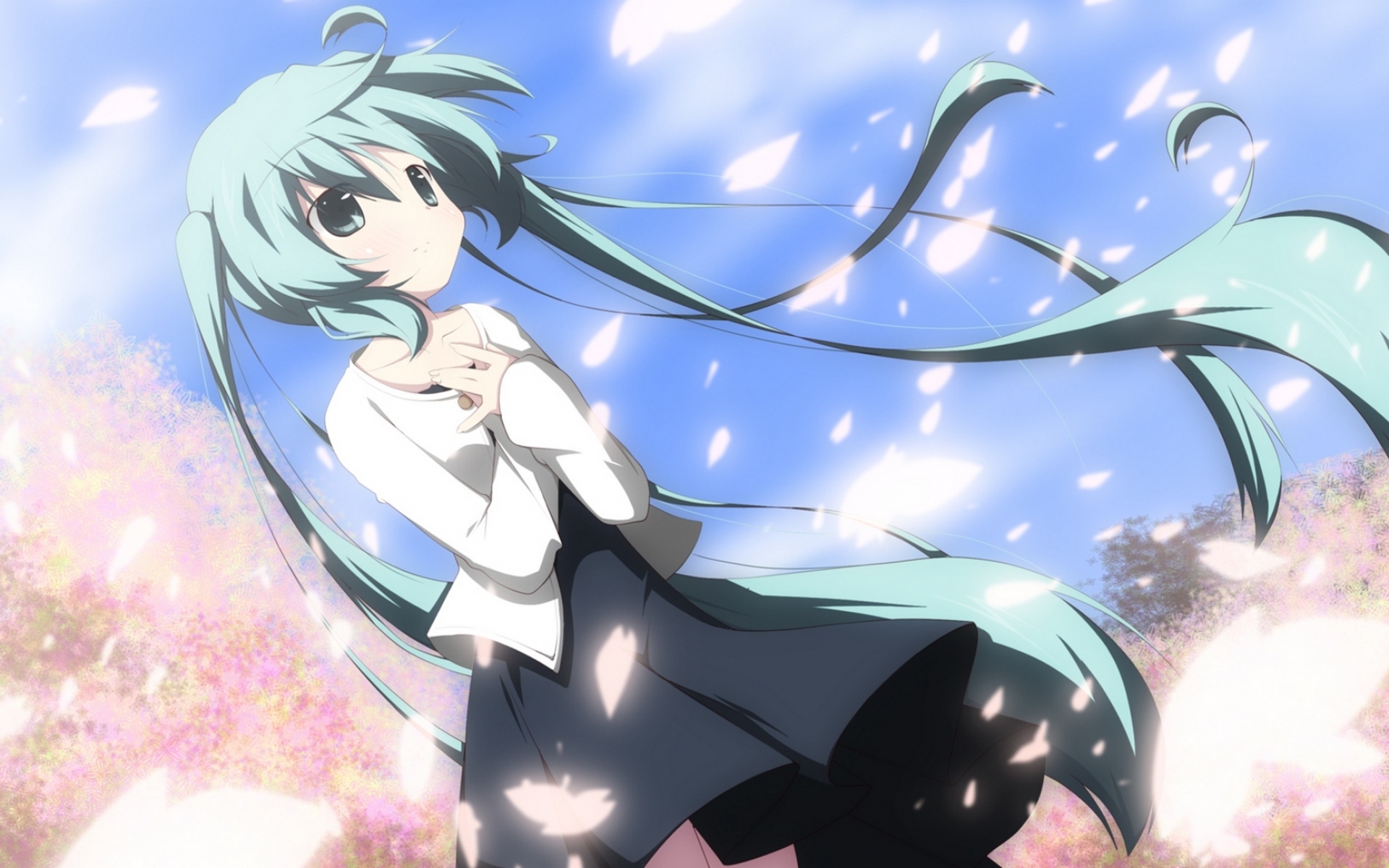Картинки Вокалоид, hatsune miku, девушка, небо, длинные волосы фото и обои на рабочий стол