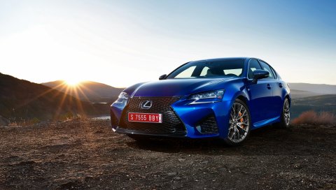 Lexus, gs, вид сбоку, синий