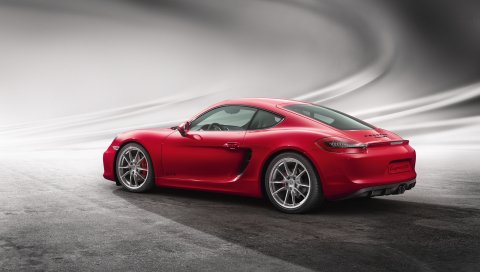 Porsche, cayman, gts, красный, вид сбоку