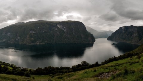 Норвегия, эрлендфорд, река, трава, горы