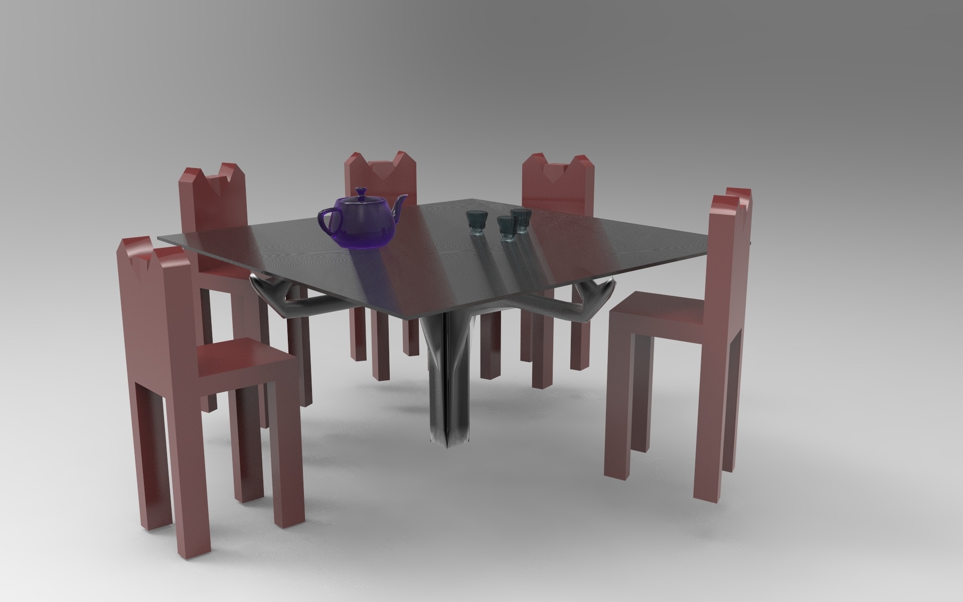 стол и стулья 3д модель
