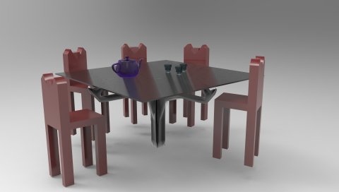 Стол, стулья, 3d, дизайн
