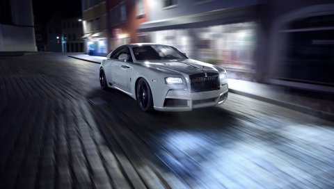 Rolls-royce, spofec, белый, вид сбоку, движение