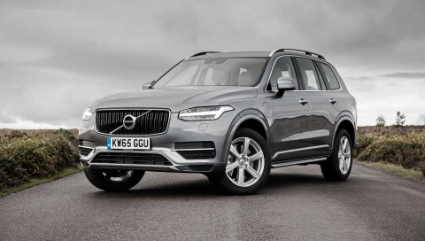 Volvo, xc90, серебристый, вид сбоку