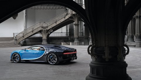 Bugatti, chiron, вид сбоку