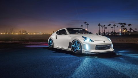 Nissan, 370z, avant, белый, вид сбоку