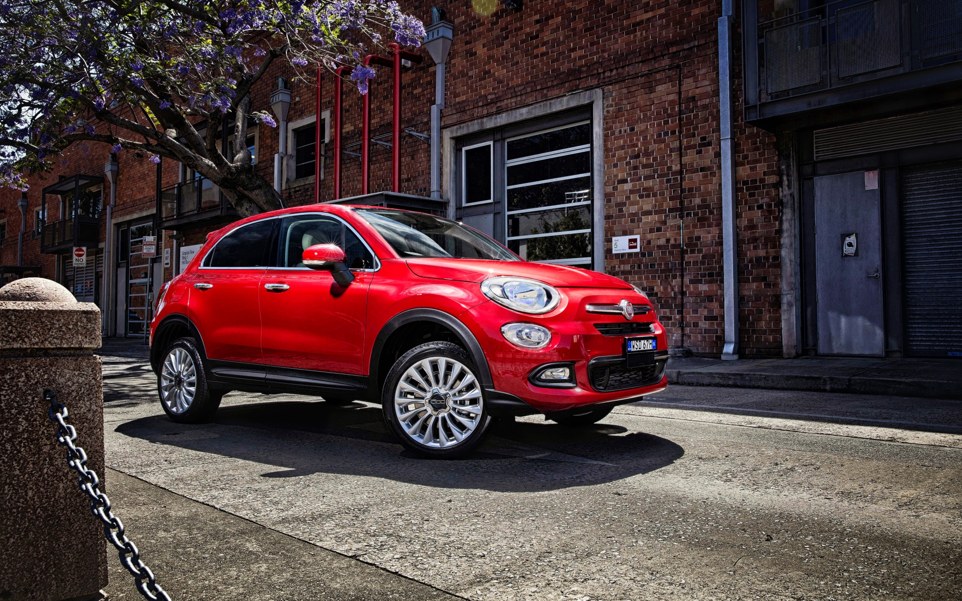 Картинки Fiat, 500x, вид сбоку, красный фото и обои на рабочий стол