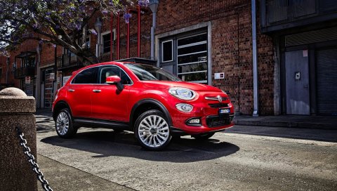 Fiat, 500x, вид сбоку, красный