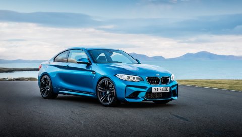 Bmw, m2, f87, синий, вид сбоку