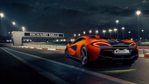 Mclaren, 570s, orange, city, road