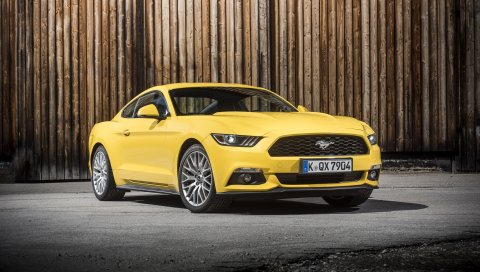Ford, mustang, gt, eu-spec, желтый, вид сбоку